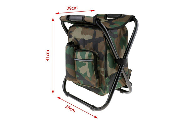 Portable Folding Backpack Chair Camping Stool Cooler Bag Rucksack Beach Fishing 150Kg Load Comb - One Size