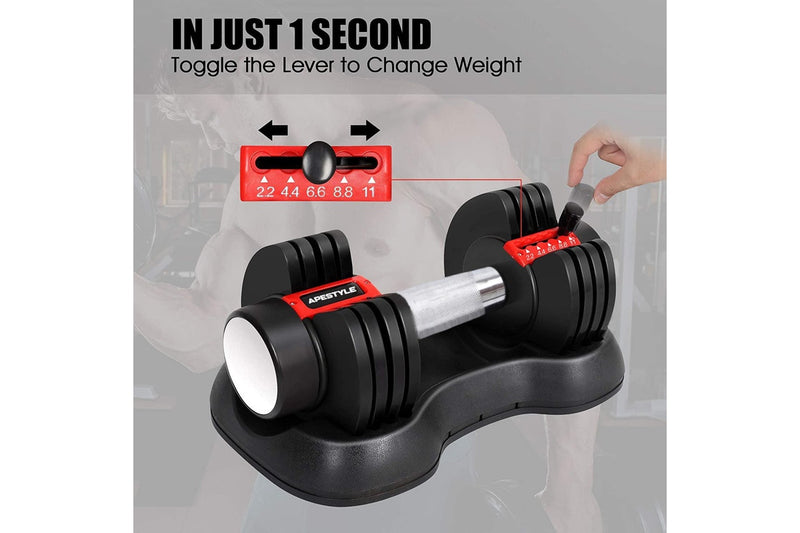 Ape Style Multi-Weight Smart Adjustable Dumbbell | 2.2 to 11kg (24lbs)