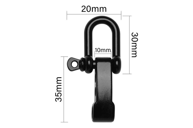 10Pcs Black U Shaped Shackle Buckle Stainless Steel Bracelet Buckles Outdoor Camping Survival Rope Paracords Bracelets Accessories - Standard