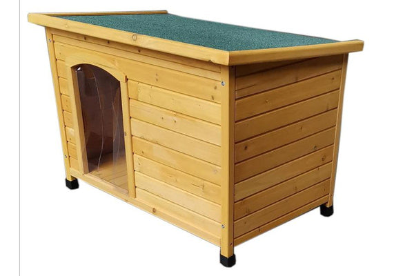 Zoomies Tilted Roof Wooden Dog House - Small (Natural)