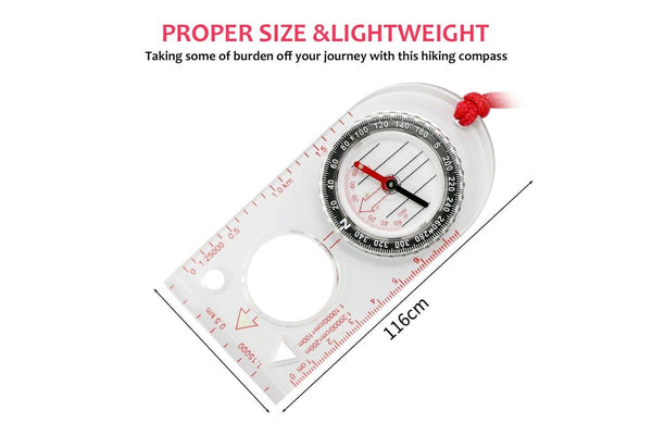 2Pcs Luminous Compass Map Ruler Dial Direction Hunting Waterproof Transparent Outdoor Tool Military Portable Camping Refined - Standard