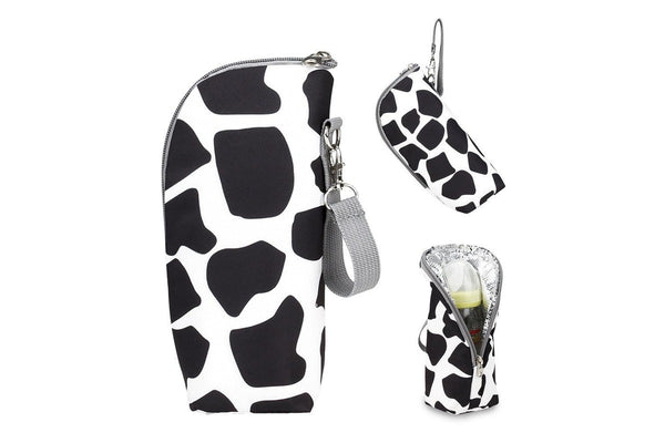 Portable Baby Feeding Milk Bottle Warmer Bag Insulation Thermal Bag Baby Bottle Holder White and Black