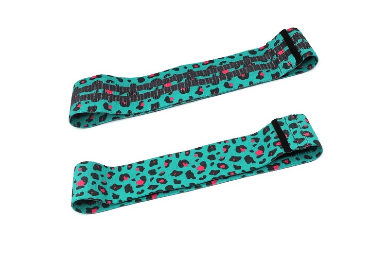 Green Leopard Print Fitness Resistance Bands Hip Lifting Set For Home Gym Equipment - Green - 66Cmx8cm - Leopard