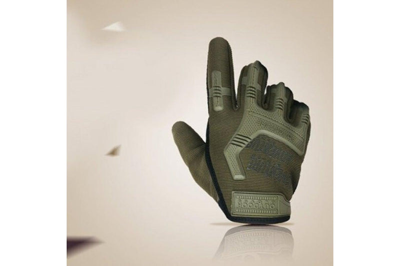 Pair Of Full Finger Anti Slip Tactical Gloves Army Green - Standard