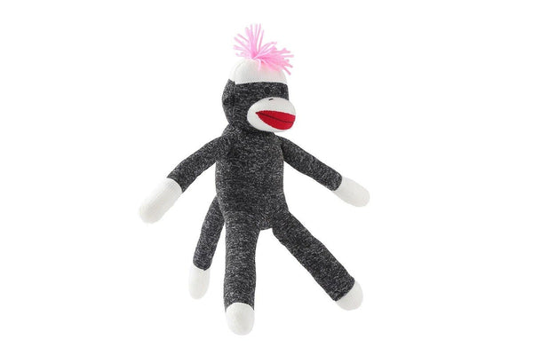 Paws & Claws 45cm Sock Monkey Animal Soft Plush Toy w Squeaker For Dog Pet Grey