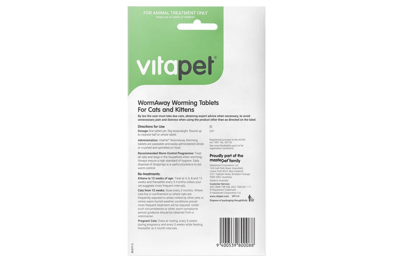 Vitapet: Wormaway Cat Tablets (6 Pack)