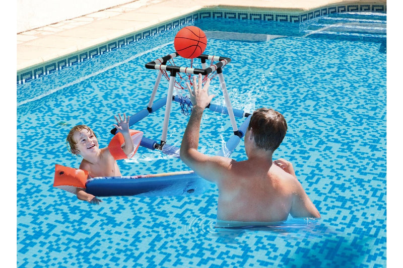 Water Game Set with Net + Mini Basketball + 6" Pump