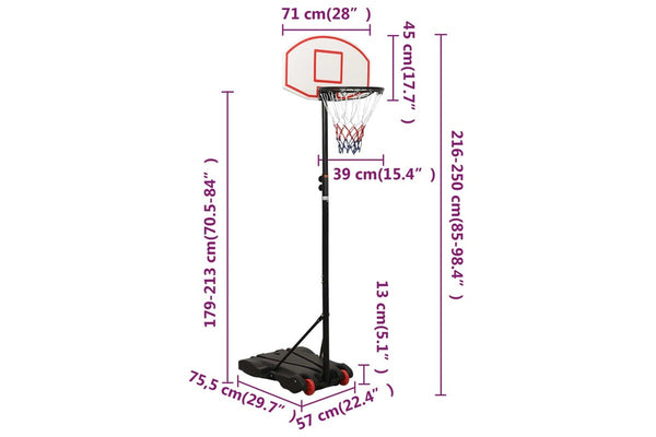 Basketball Stand White 216-250 Cm Polyethene - One Size