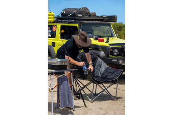 Wildtrak Prevelly 96cm Camp Chair w Cup Holder Outdoor Camping Seat Black Grey