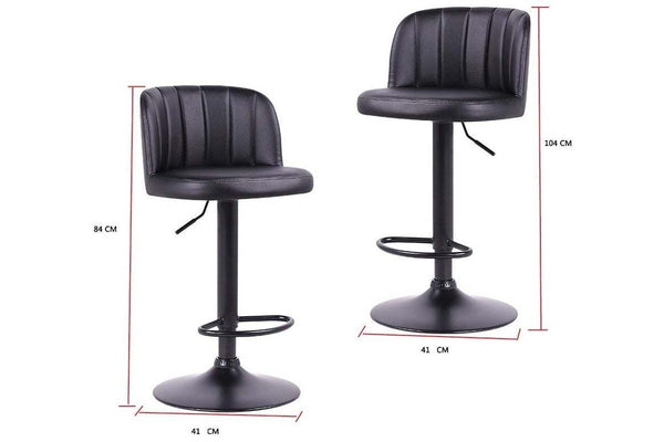 Adjustable Finest PU Curved Bar Stool (Pack of 2) - Black