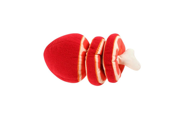 2x Pro Pet 23x12cm Meat Joint Plush w Squeaker Interactive Fun Play Dog Toy Red