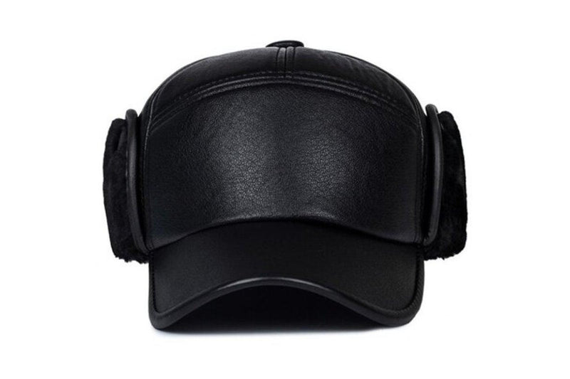 Men's Fashion Warm Bomber Hat Winter Ear Protection Baseball Cap Black - Standard