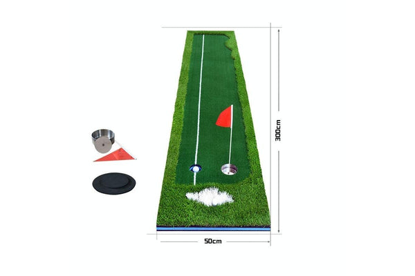 Golf Four Colour Putting Mat Push Rod Trainer - Size 50X300Cm Green