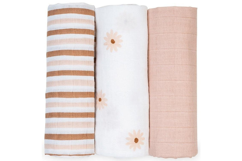 Lulujo: Mini Muslin Cloth - Daises (3 Pack)