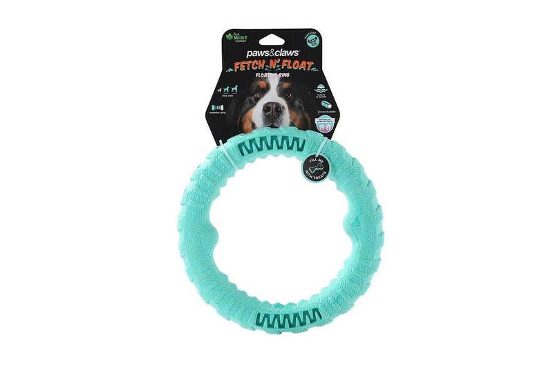 2x Paws & Claws Fetch N' Play 24cm Tugger Ring Large Pet Dog Chew Play Toy Aqua