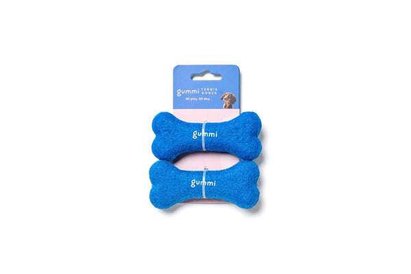 4PK Gummi Dog Puppy Tennis Bones Soft Plush Toy Squeaker Throw Fetch Small Blue