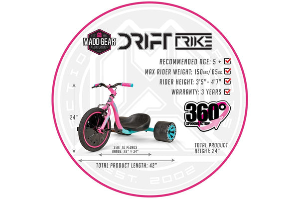 Madd Gear Mini Drift Trike - Pink / Teal