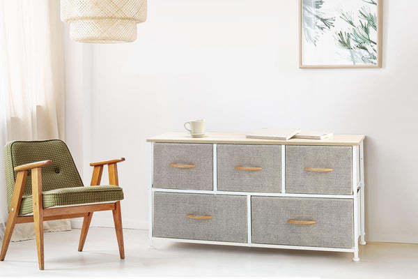 Ovela: 5 Drawer Storage Chest - Beige