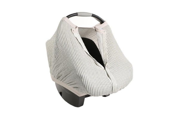 Little Unicorn: Muslin Car Seat Canopy V2 - Grey Stripe