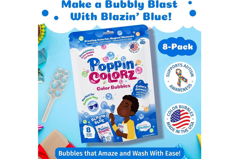 WOWmazing: Giant Bubbles - Poppin Colorz - Color Bubbles (Blazin Blue 8 Pack)