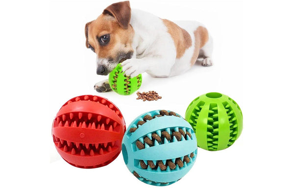 Pet Dog Chew Ball Toy Rubber Teeth Cleaning Bite Ball Puppy Treat Ball