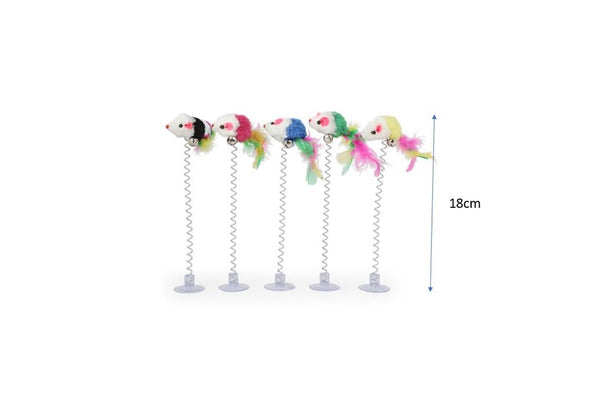 Elastic Spring Mouse Cats Wand Teaser Kitten Fishing Rod Toy Funny Cat Wire