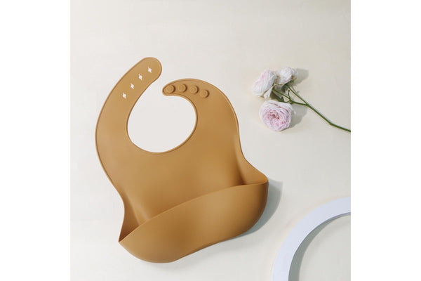 Baby Silicone Adjustable Bib - Brown