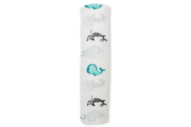 Lulujo: Muslin Bamboo Swaddle - Whales