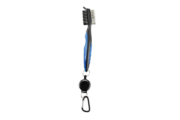 Double Sided Golf Cleaning Brush Club Brush and Groove Brush with Retractable Reel Blue