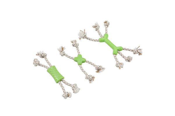 3x Paws & Claws 24cm Eco Knotted Rope Minis Chew Toy for Small Pet Dog Assorted