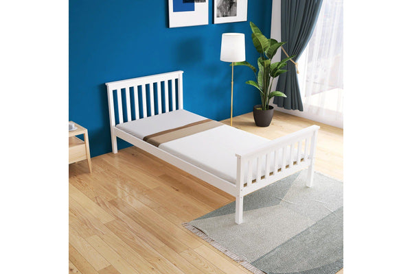 Beckham Single Solid Wooden Bed Frame - White