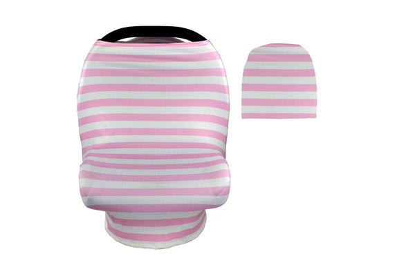 Breastfeeding Cover Cotton Nursing Maternity - White/Pink Stripes