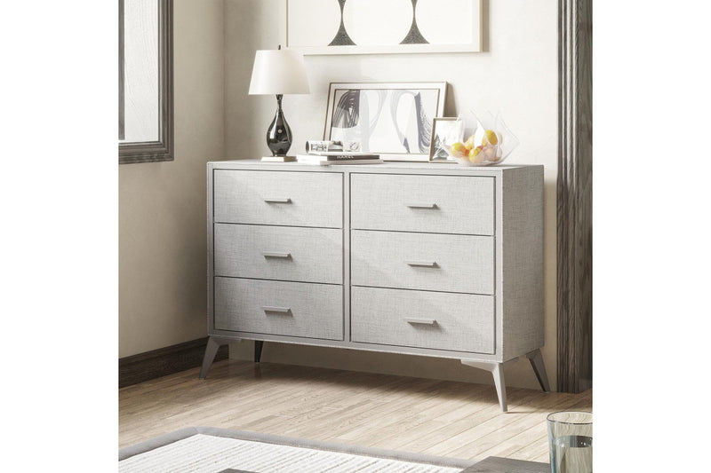 Fraser Country: Lyle 6 Drawer Dresser Snow Velvet Light Grey