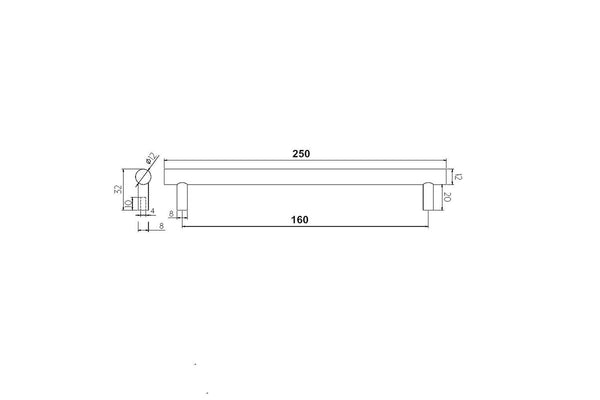 Klassich Cabinet Handle Brushed Nickel - L 250mm X D 32mm