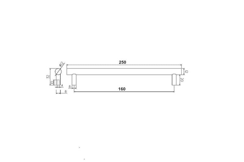 Klassich Cabinet Handle Brushed Nickel - L 250mm X D 32mm