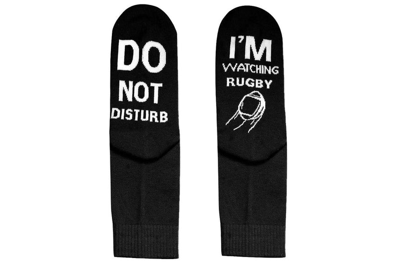 Pair of I'M WATCHING Unisex RUGBY Rugby Socks for Football Lover Black