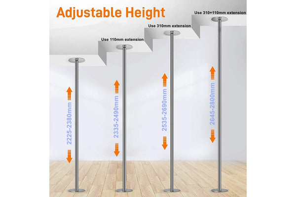 Ape Style 360? Pro Fitness Spinning Dancing Training Pole with Chrome (224-280cm)