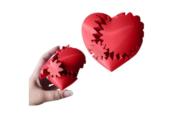 3D Heart-Shaped Gear Ball Dynamic Spinning Fidget Toy Red