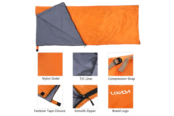 Lixada Outdoor Envelope Sleeping Bag Orange - Standard