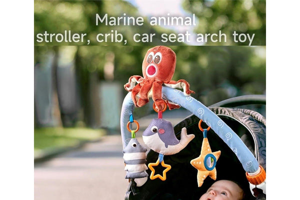 Baby Car Seat Toys Newborn Infant Hanging Music Octopus Rattle Mirror