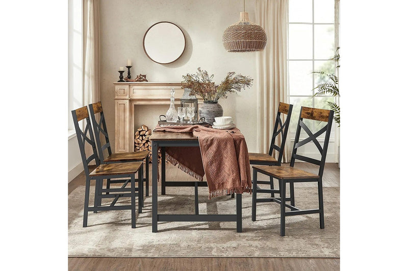 Vasagle Set of 2 Industrial Brown Dining Chairs Sets with Backrest