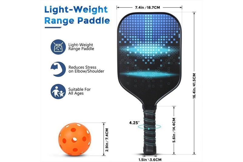 2x Glass Fibre Pickleball Paddle Pickle Ball Racket With 4 Balls Set (Color:A)