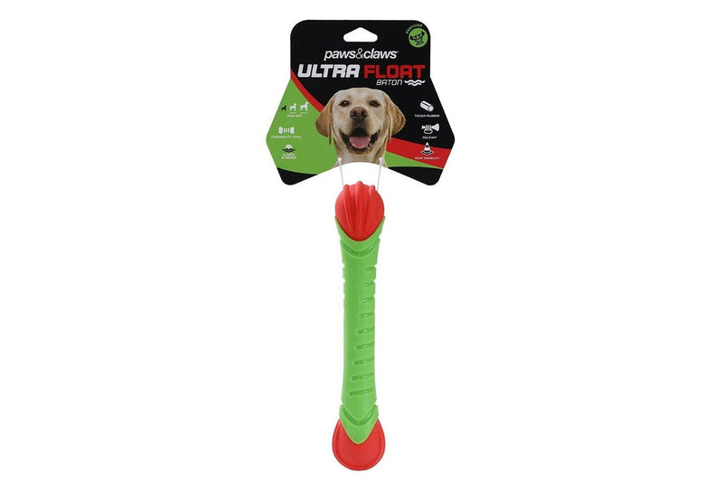 2x Paws & Claws Pet Dog 24cm Ultra Float TPR Baton Toy w Squeaker Fun Play Green