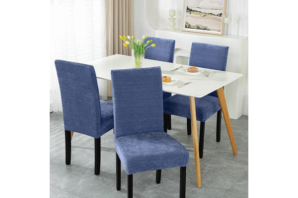 COMFEYA 2 Pack Checked Dining Chair Slipcover - Blue