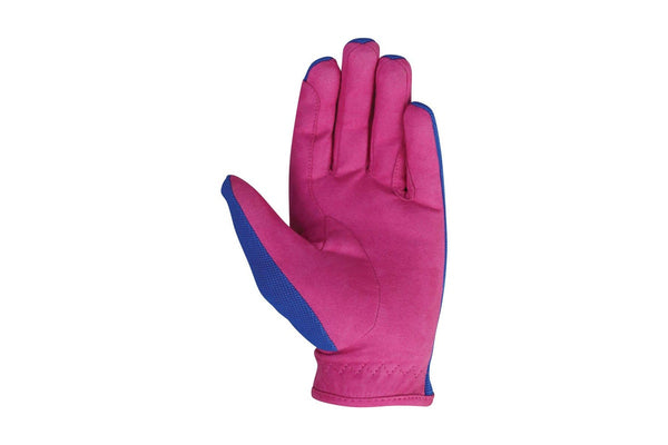 Hy Childrens/Kids Thelwell Collection Riding Gloves (Cobalt Blue/Magenta) (L)