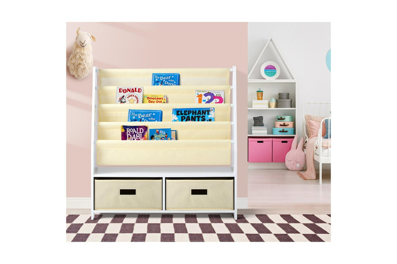 Oikiture Kids Bookshelf Toys Storage Organiser Bookcase