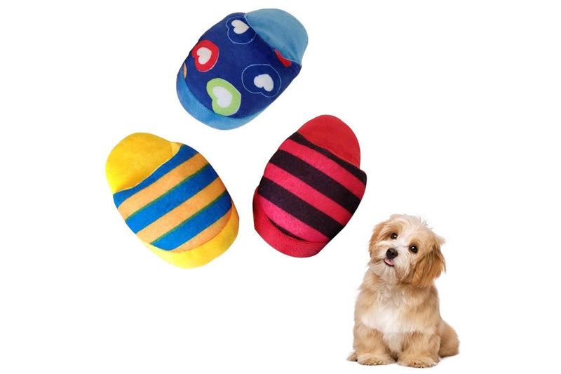 3Pcs Pet Slippers Squeaky Toys Dog Chew Toys Stuffed Plush Toys