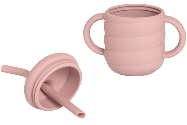 All4Ella: Silicone Sippy Cup With Straw - Dusty Pink