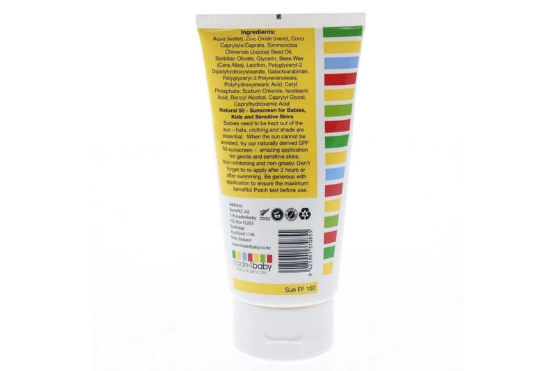 Made4Baby: Natural Sunscreen SPF 50 - Fragrance Free (150ml)