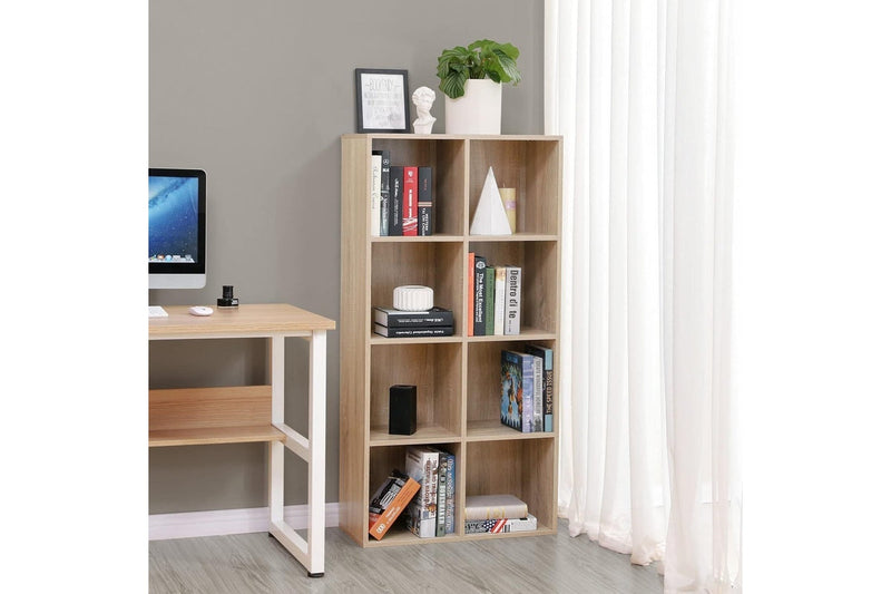 VASAGLE Freestanding 8 Cube Bookcase - Oak